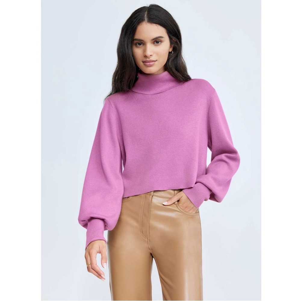 Aritzia Wilfred Rebecca Wool Cotton Blend Cropped Sweater Soft Orchid Feminine